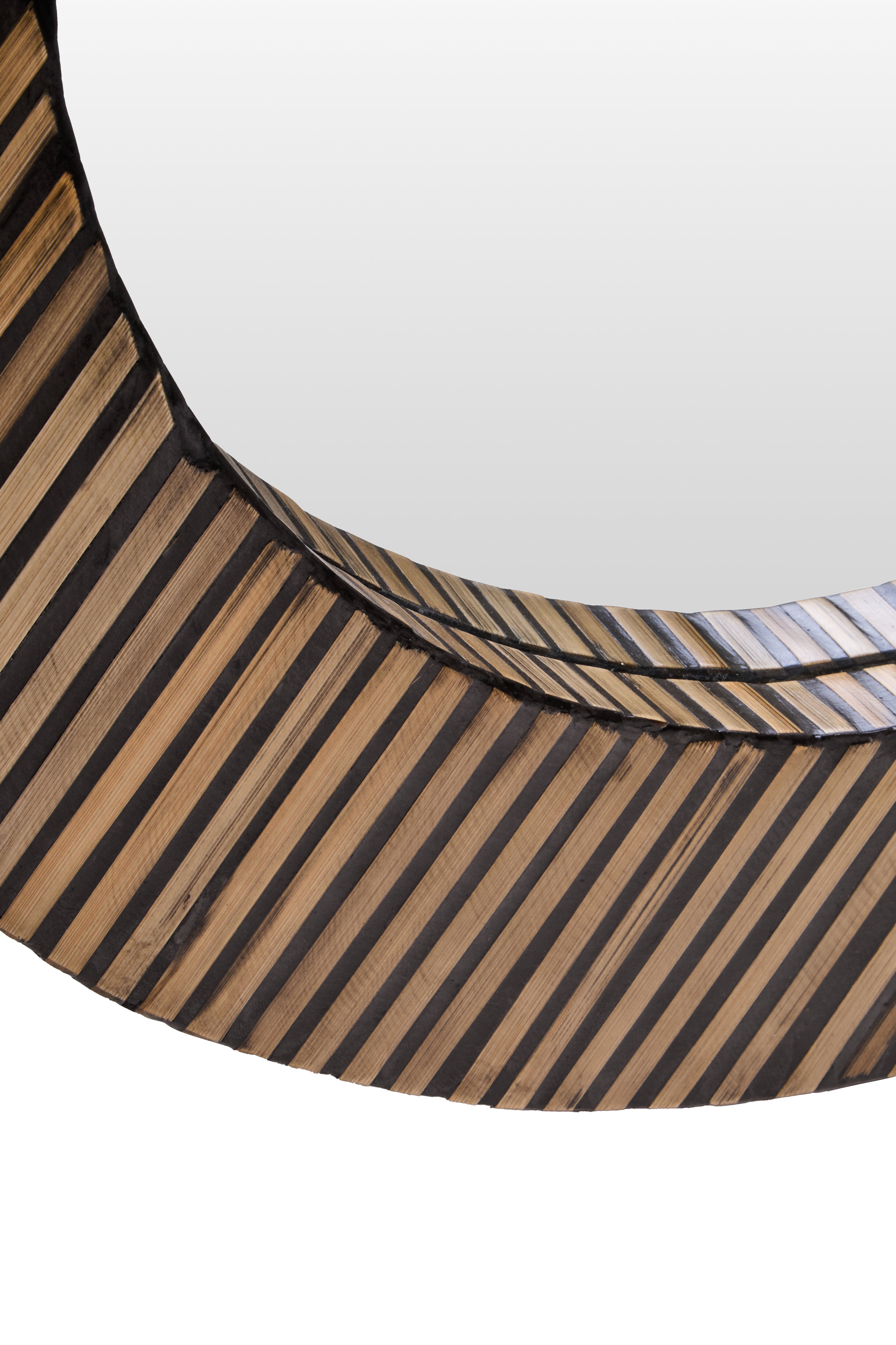 Antibes Bamboo Inlay Round Wall Mirror